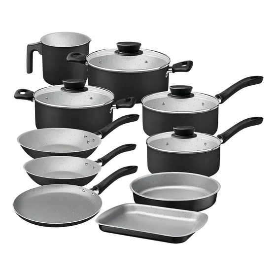 Juego de utensilios de cocina Linz Tramontina de aluminio, 10 piezas, color negro