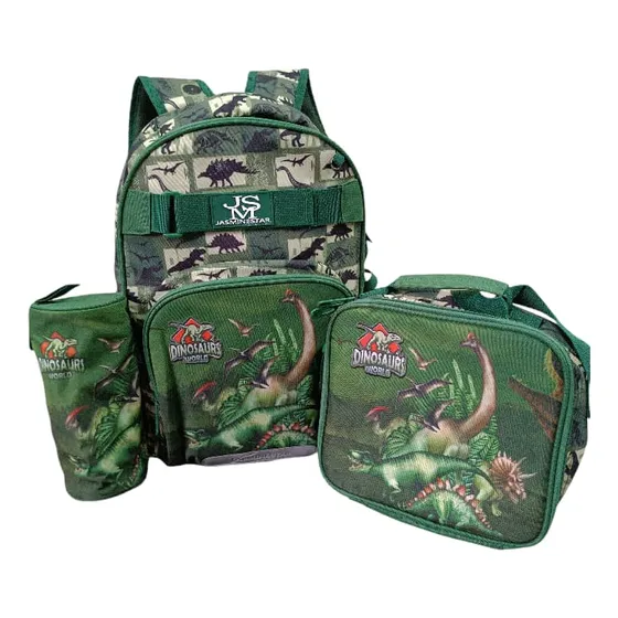 Bolso Escolar Diseño Dinosaurios Set 3 Piezas