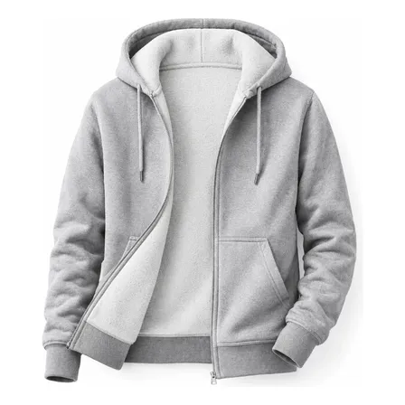 Moletom Aberto Feminino Fechamento Zíper Casual Inverno Frio G Cinza