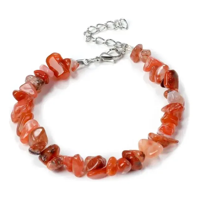 Pulseras Piedra Cuarzo Natural En Chips - Broche Acero