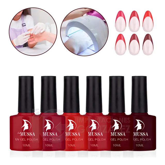 Gama De Gel Semipermanente Mussa® 6 Esmaltes Para Uñas Uv Color Gama F