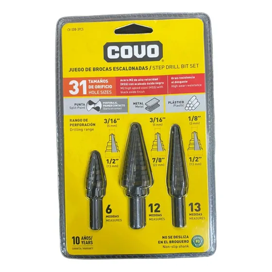 Mechas Acero Conicas Escalonadas 3 Pzas Covo Cod: 2720249