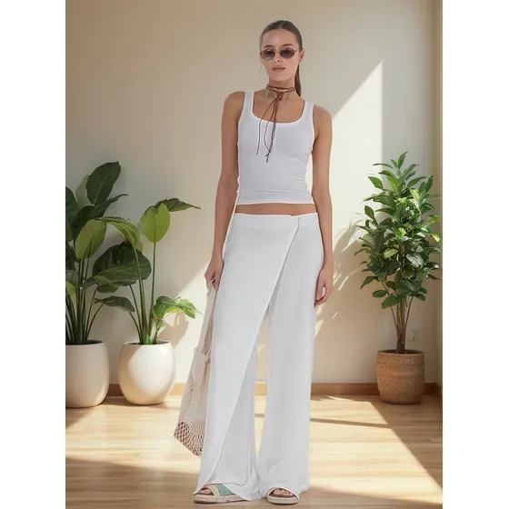 Pantalón Palazo Lari Cruzado  Arizona Gu1398 Black & White