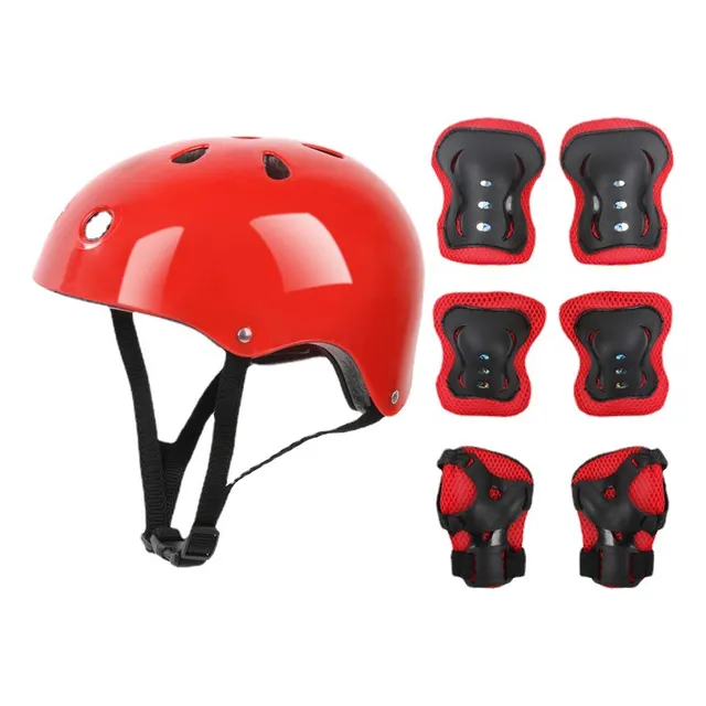 Kit Seguridad Niños Casco/rod/cod/muñ Rojo / Mtbikecl