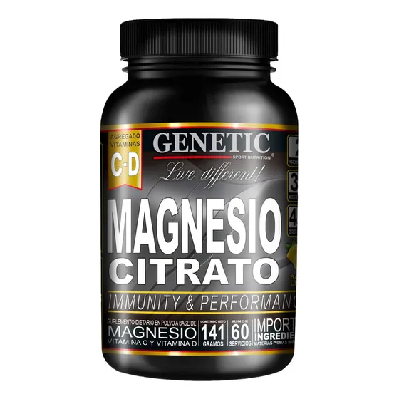 60 Días Bienestar Energía Vitalidad Magnesio Citrato Genetic Sabor Limón