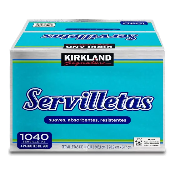 Servilletas Kirkland Signature  4 Paq. De 260 Piezas
