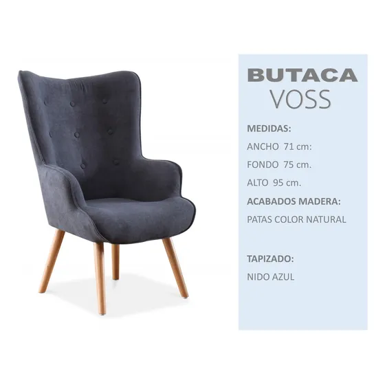 Sillón Moderno Con Diseño De Ala Copetuda Con Botones