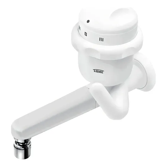Torneira Elétrica Fame 220v 5400w Quente Cozinha Parede Reta Acabamento Branco Frequência 60 Hz