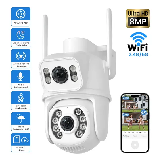 Cámara de seguridad ANBERX A8BQ Wireless con resolución 8MP visión nocturna incluida color blanco