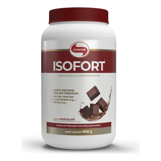Whey Protein Isolado Isofort Chocolate Pote 900g Vitafor