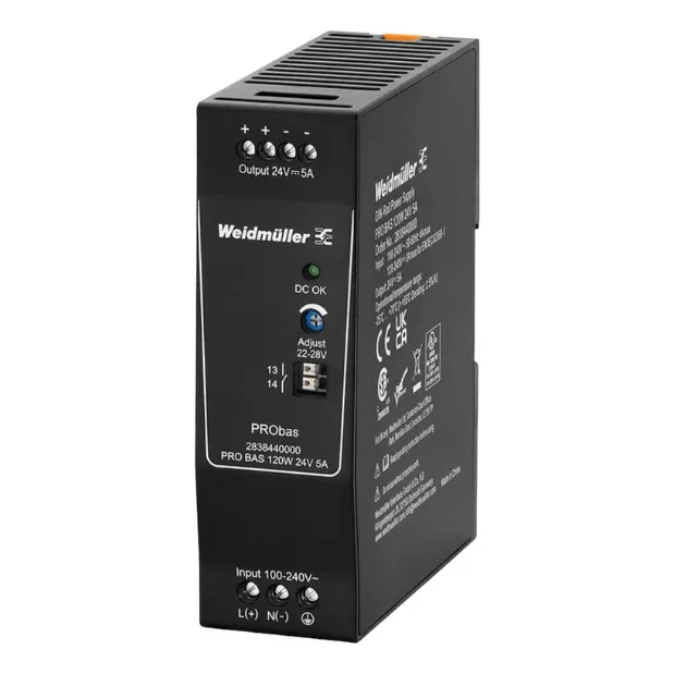 Fuente de alimentación conmutada de riel DIN: 5 A, 120 W, 24 V CC