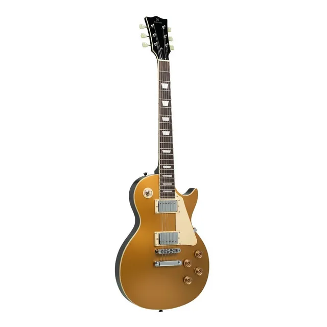 Guitarra Elétrica Michael Lp Michael Strike Gm750n Les Paul De Tília Gold Top Com Diapasão De Granadillo Preto