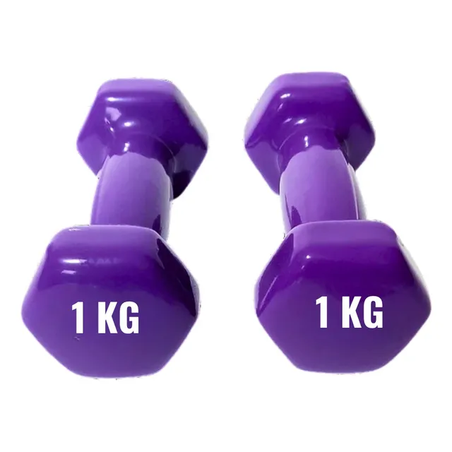 Par De Mancuernas Hexagonal De Vinilo 1kg C/u (total 2kg)