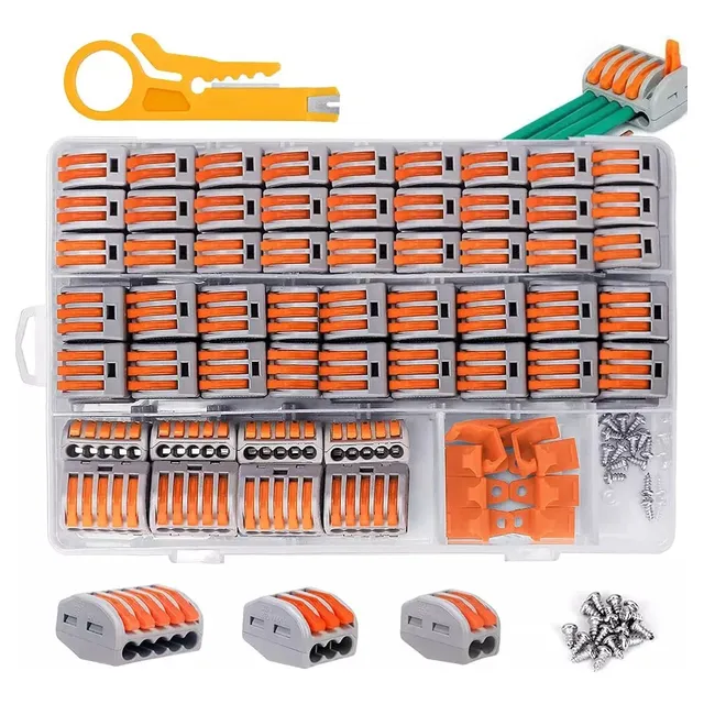 Set 151 Conectores Eléctrico Rápido Tipo Wago 3 Entradas