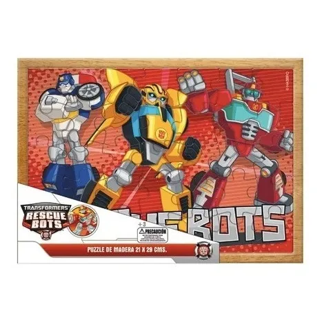 Puzzle Transformers Rescue Bots De Madera 21x29cm Hasbro +3
