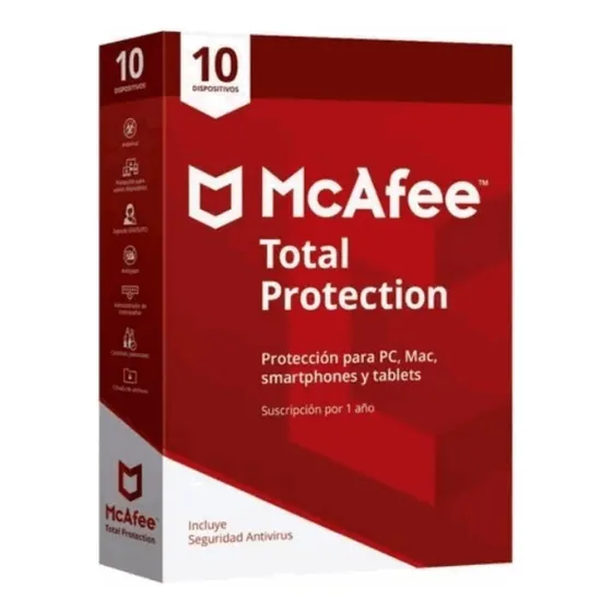 Antiovirus Mcafee Total Protection 10 Dispositivos 1 Año