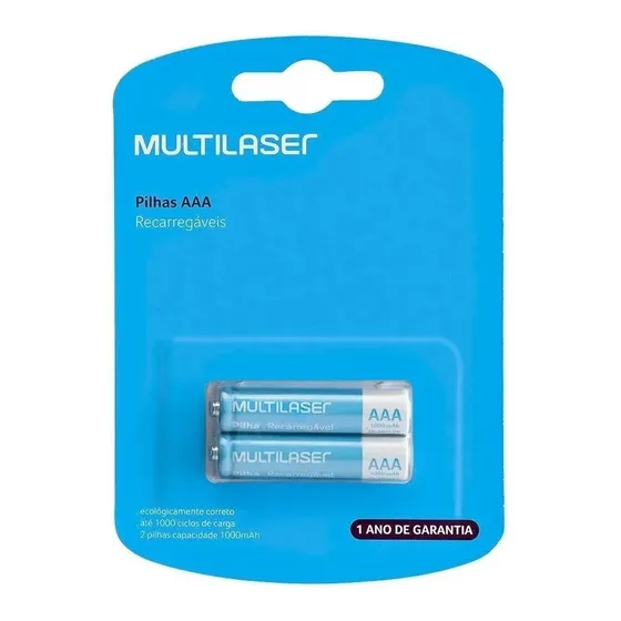 Pilhas Recarregáveis 750ma 1,2v Multilaser 1000 Mah Com Nf