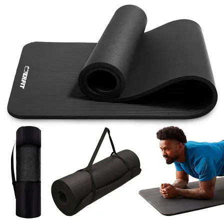Mat Yoga Nbr 15mm Overfit Ejercicio Alfombra Pilates Antideslizante Resistente Color Negro