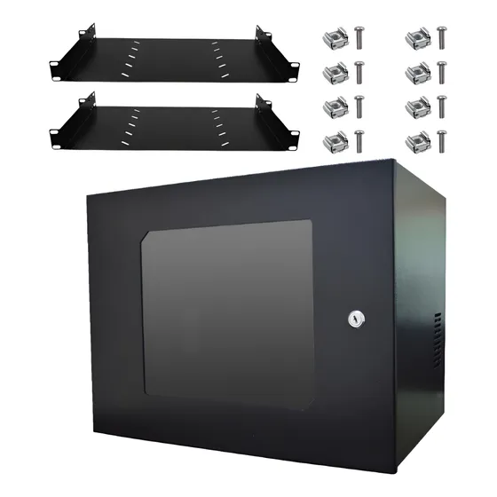 Mini Rack Organizador 8u Acrílica Onix Para Dvr + 2 Bandeja