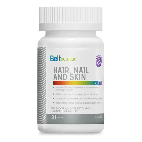 Suplemento Em Cápsulas Belt Nutrition Hair, Nail And Skin Plus Vitaminas Em Pote De 22g 30 Un