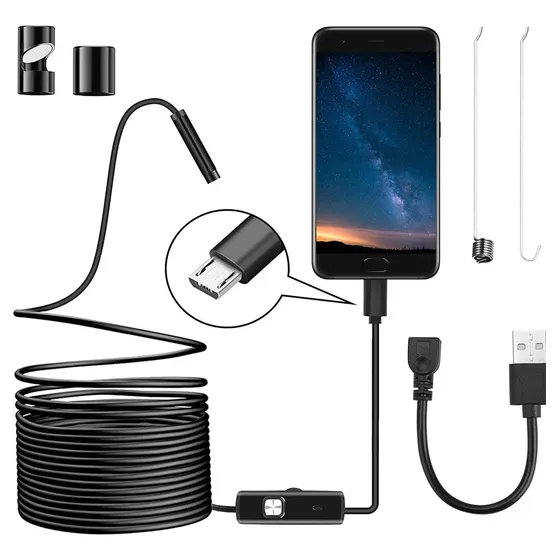 Cámara Endoscopio Con Luz, Boroscopio Hd 1920p Con 8 Luces Led Ajustables, Cable Serpiente Semirrígido De 16.4 Pies, Cámara De Inspección Industrial Ip68 Impermeable Para iPhone Ios