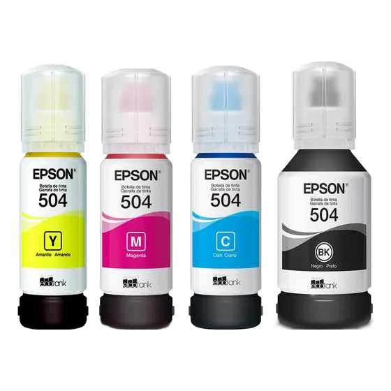 Kit Garrafa De Tinta Epson Ecotank T504 Cmyk L4160 L6161