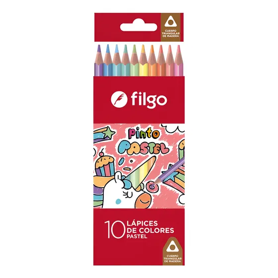 Lapices De Colores Pastel Filgo X10 Triangulares Delmy