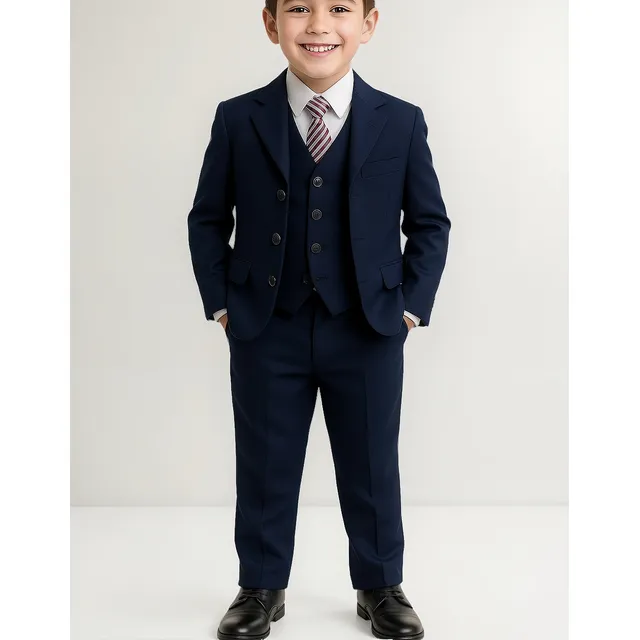 Traje Niño Completo Con Chaleco Camisa Y Corbata Vestir