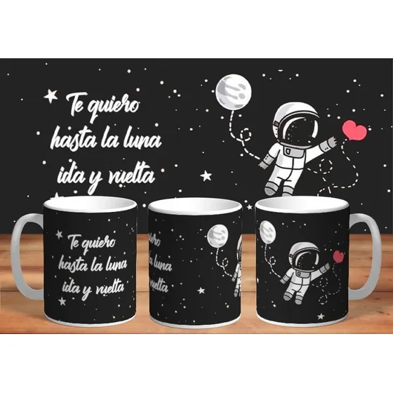 Taza Parejas Astronauta: Hasta La Luna