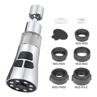 Rociador De Grifo, 4 Funciones, Incluye 6 Adaptadores Plata/cuatro Velocidades