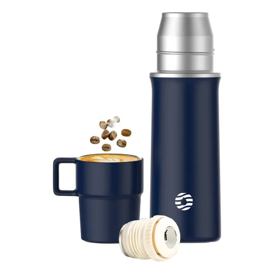 Termo Con Aislamiento De Acero Y Tapa En Forma De Taza 600ml Color Azul