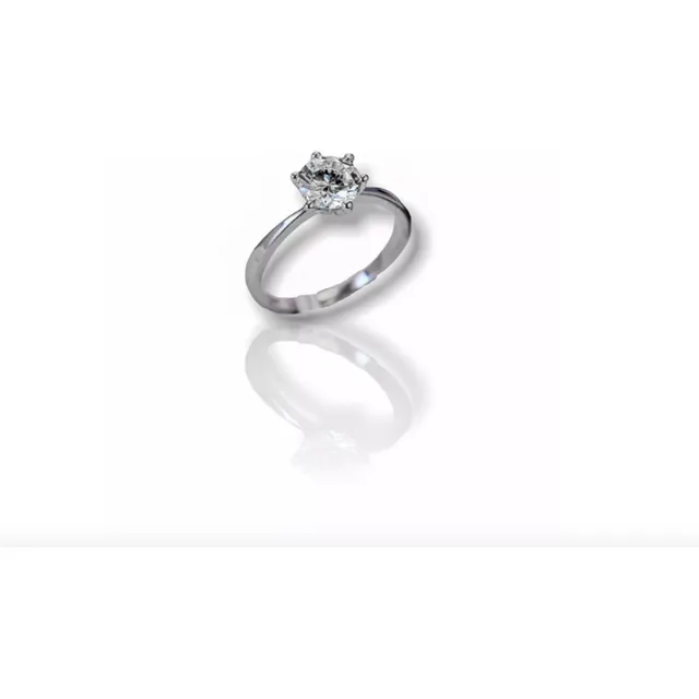 Anillo Compromiso Solitario Plata De Ley 925 Diamante Tlla 7