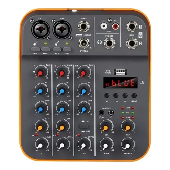 Debra 4 Canais De Interface De Áudio Dj Console Mixer