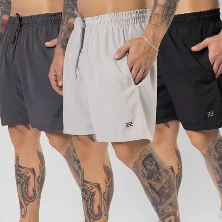 Kit 3 Bermudas Masculinas Premium Academia Treino Praia