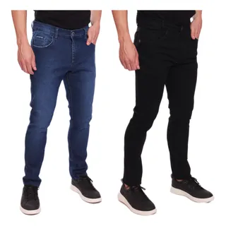 Kit 2 Calças Jeans Skinny Slim Tradicional Masculina Lycra Kit 2 Calças Jeans Skinny Slim Tradicional Masculina Lycra