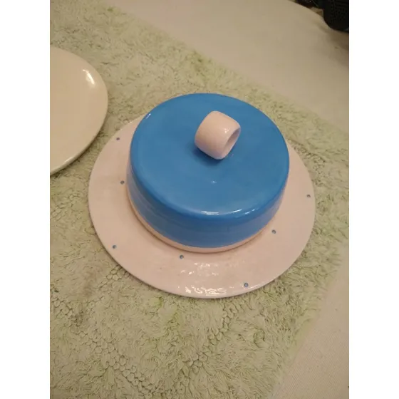 Platos Y Tapa De Porcelana / Tortas O Cualquier Cosa - Usado