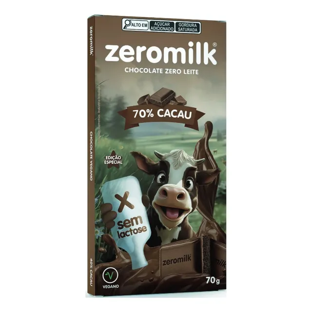 Chocolate Vegano 70% Cacau 70g - Zeromilk
