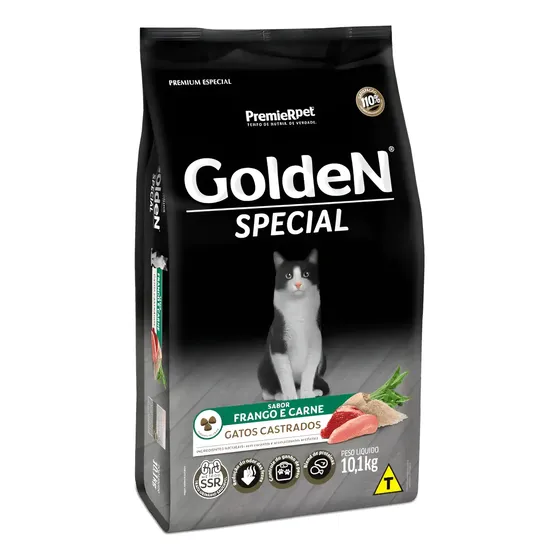 Golden Special Gatos 10 Kg - Castrados Frango E Carne