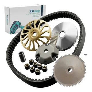 Kit Polia + Correia Transmissão Honda Elite 125 2019 Diante Prateado