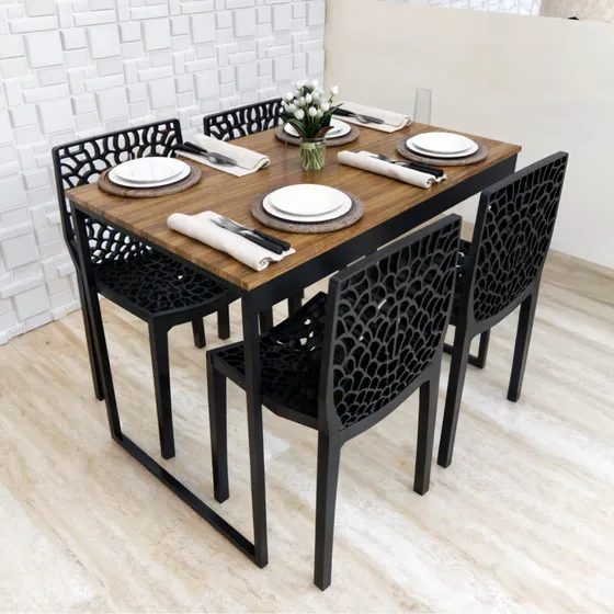 Mesa Jantar Industrial 100% Mdf E Aço Planejado Sob Medida