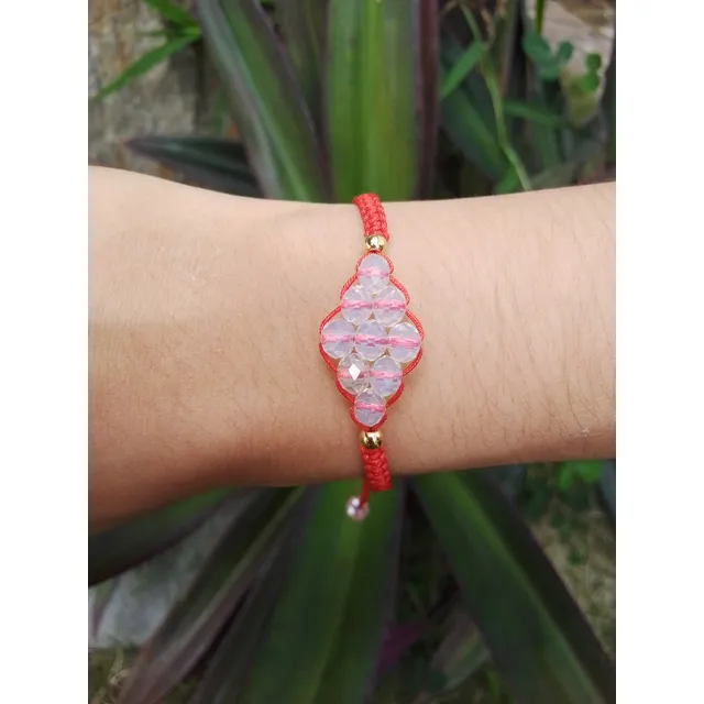 Pulsera De Cristales En Forma De Rombo,tejida Con Hilo Chino