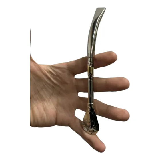 Bombilla Alpaca Corta Chica 16 Cm Pico Loro/recta  Premium