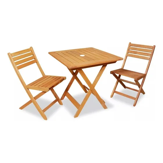 Sillas Y Mesa C/agujero Plegable Madera Bares Galeria Jardin Color Marrón Lisa