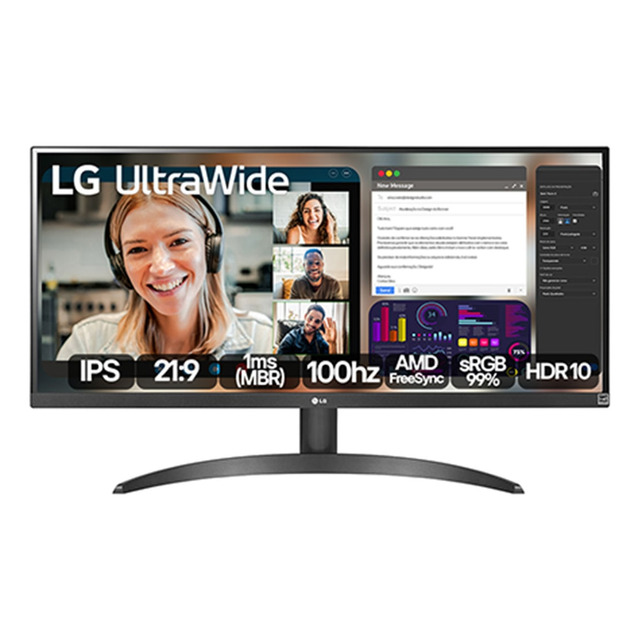 Monitor LG 29wq500b-b Ultrawide Full Hd - Ips, 100hz, Hdr10 Cor Preto 127/220v Monitor LG 29wq500b-b Ultrawide Full Hd - Ips, 100hz, Hdr10 Cor Preto 127/220v