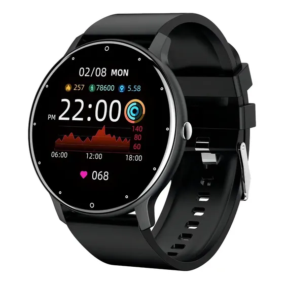 Smartwatch Genérico ZL02, Pantalla TFT táctil, Correa Deportiva Silicona Negra, Bluetooth, IP67 | Cuotas sin interés