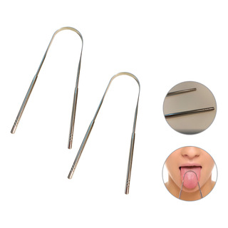 Kit 2 Raspadores Limpador De Língua Higiene Bucal Aço Inox Kit 2 Raspadores Limpador De Língua Higiene Bucal Aço Inox