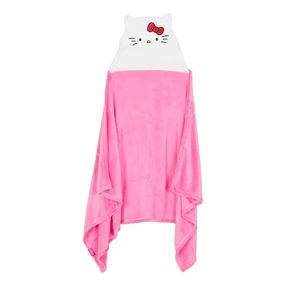Manta Con Capucha 3d Polar Disney Frazada Niña/ Invierno Hello Kitty Rosa Chicle