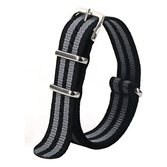 Pulseira 22mm Nato Zulu Work Compatível Com Relógio Technos Cor Preto-cinza