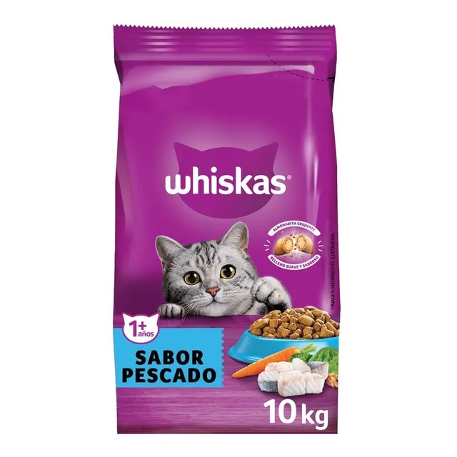 Alimento Whiskas gatos adultos sabor pescado en bolsa de 10 kg