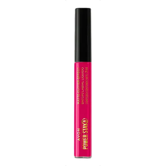 Batom Avon Líquido Matte Glitter Effect Power Stay - Magenta Reluzente